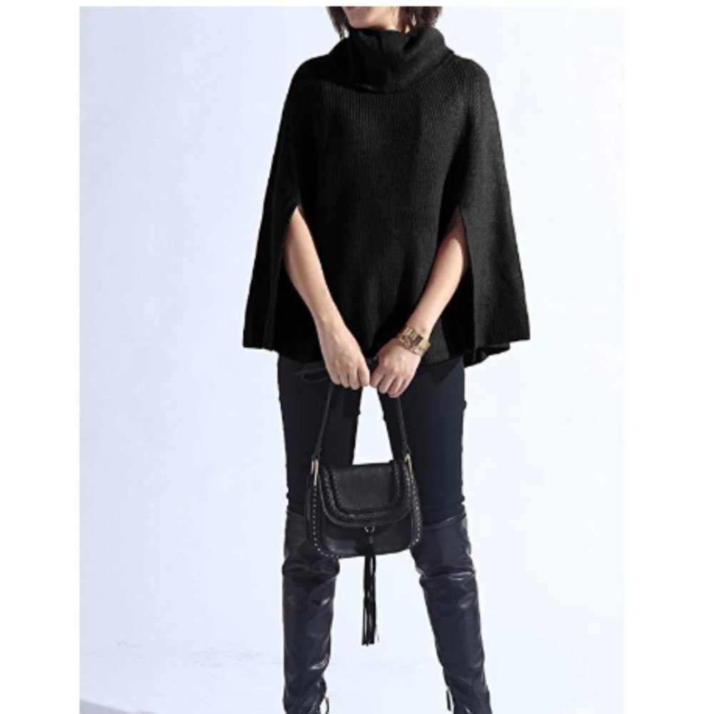 LESAWA Turtleneck Cape Sweater
